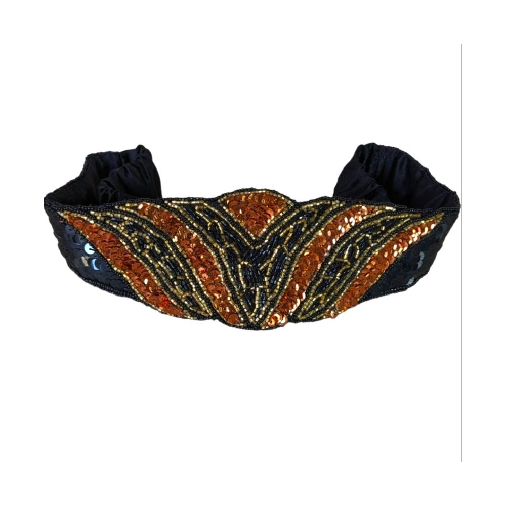 Vintage Magid cumber belt sequined black size M/L